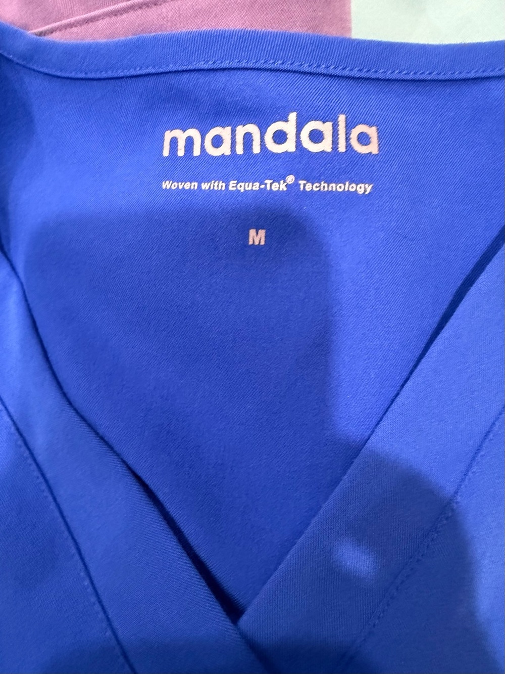 Mandala Women’s V-Neck Scrub Top and Pants Set in Royal Blue - Picture 5 of 5